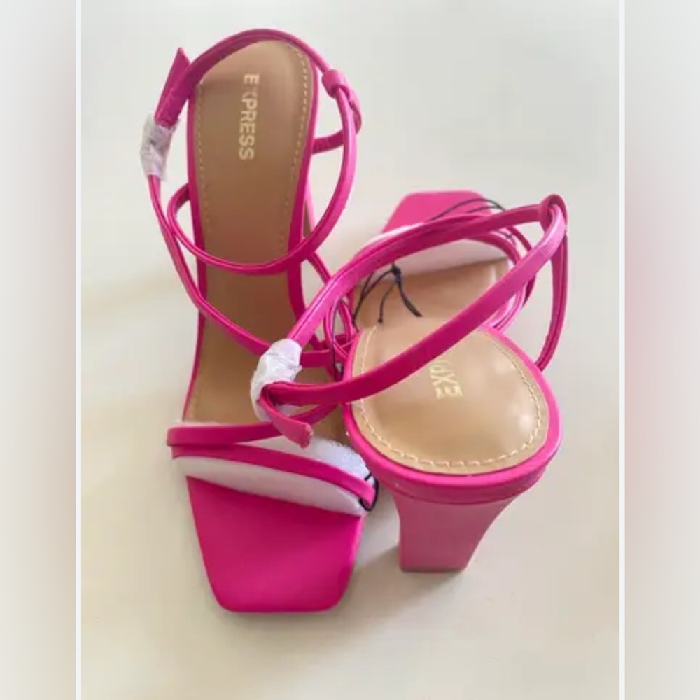 Express Pink Chunky Heeled Sandals